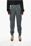Ermanno Scervino Suede Cargo Pants With Ankle Zips In Blue