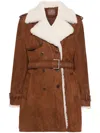 Ermanno Scervino Suede Coat In Brown
