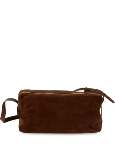 Ermanno Scervino Suede Double-zip Shoulder Bag In Brown
