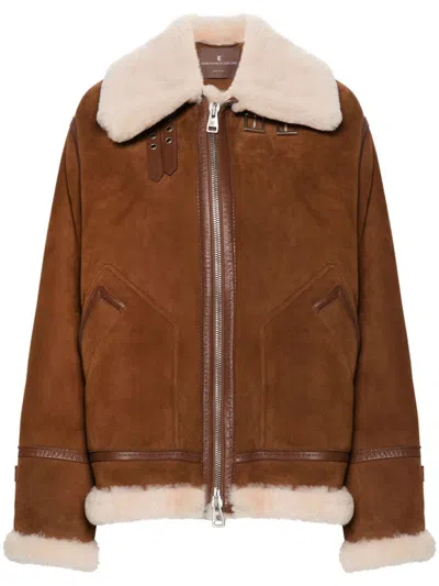 Ermanno Scervino Suede Jacket In Brown