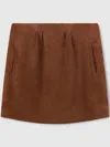 Ermanno Scervino Suede Mini Skirt With Side Pockets In Braun