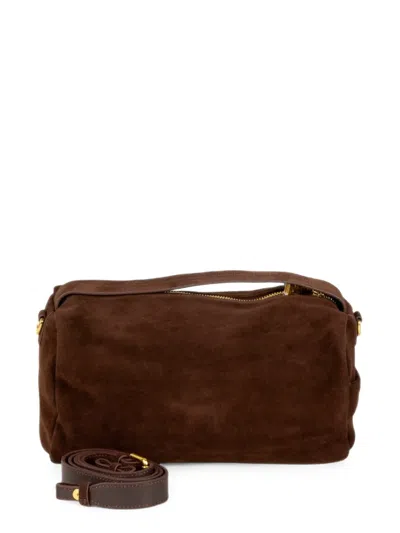Ermanno Scervino Suede Shoulder Bag In Brown