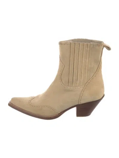 Pre-owned Ermanno Scervino Suede Western Boots In Neutral