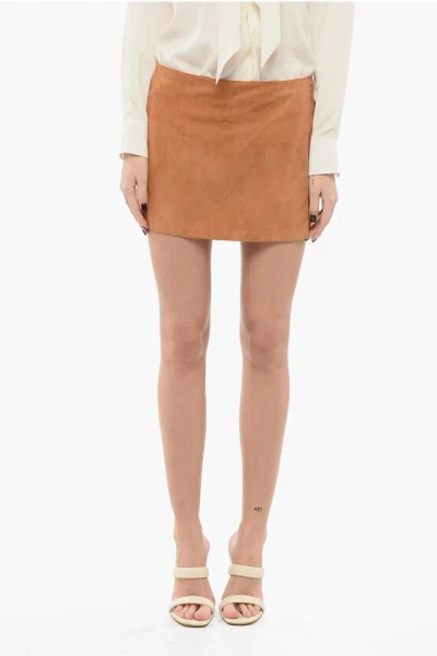 Ermanno Scervino Suede Wrap Shorts In Brown