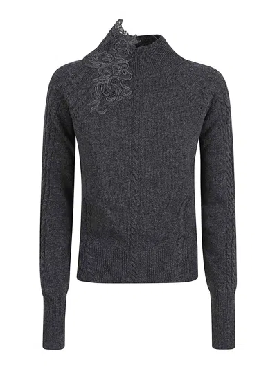 Ermanno Scervino Long Sleeve High Neck Sweater In Multi