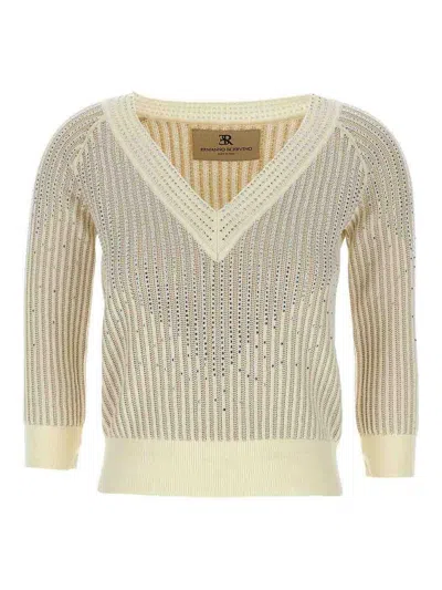 Ermanno Scervino Rhinestone Sweater Sweaters And Cardigans In White
