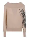 Ermanno Scervino Deep Boat Neck Cashmere Sweater In Animal Print