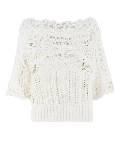Ermanno Scervino Sweater In Bright White_ottico