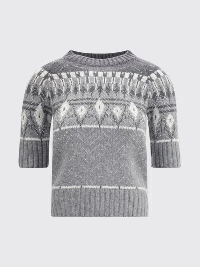 Ermanno Scervino Short Sleeved Sweater In Gray