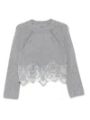 Ermanno Scervino Sweater With Lace Hem In Gray