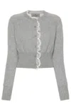 Ermanno Scervino Lace-trim Cashmere Cardigan In Grigio