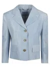 Ermanno Scervino Tailored Blue Jacket With Embroidered Sleeves In Blue