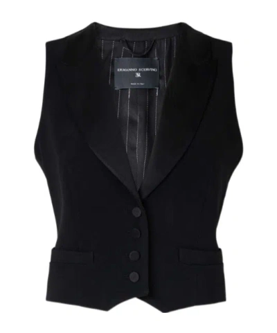 Ermanno Scervino Tailored Cady Waistcoat With Satin Lapels In Black