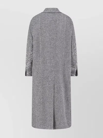 Ermanno Scervino Tailored Herringbone Long Length Jacket In Gray
