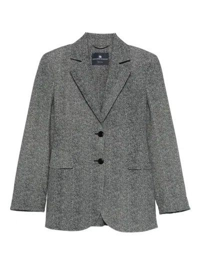 ERMANNO SCERVINO ERMANNO SCERVINO TAILORED SINGLE-BREASTED BLAZER WITH HERRINGBONE PATTERN