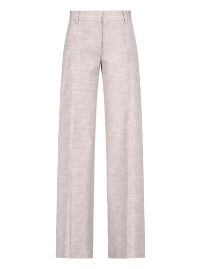 Ermanno Scervino Tailored Straight-leg Beige Viscose Formal Pants In Pink