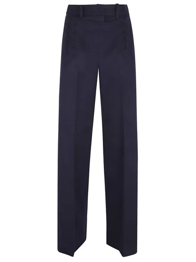Ermanno Scervino Tailored Wool Trousers With Subtle Button Appliqué In Multi