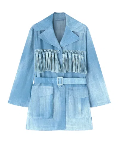 Ermanno Scervino Tassel Detailed Belted Jacket In Blue