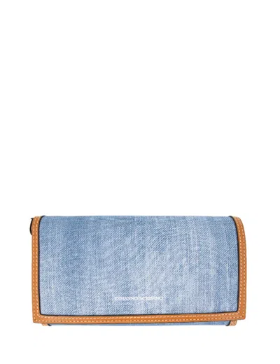 Ermanno Scervino Textured Denim Wallet In Blue