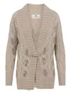 Ermanno Scervino Crystal-embellished Cable-knit Cardigan In Neutral