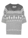 Ermanno Scervino Fair Isle-knit Short-sleeved Top In Gray