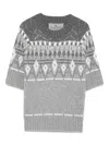 Ermanno Scervino Fair Isle-knit Short-sleeved Top In Gray