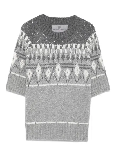 Ermanno Scervino Short Sleeved Sweater In Gray