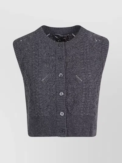 ERMANNO SCERVINO TEXTURED KNIT SLEEVELESS WAISTCOAT EMBROIDERY
