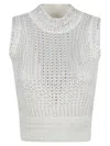 Ermanno Scervino Textured Knit Top With High Neckline In White