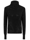 Ermanno Scervino Textured Long Sleeve Sweater With High Neck In Black