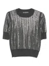 Ermanno Scervino Sequin-embellished Short-sleeved Sweater In Gray