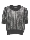Ermanno Scervino Sequin-embellished Short-sleeved Sweater In Gray