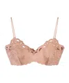 Ermanno Scervino Pink Silk Satin Bra Top With Embroidery In Nude