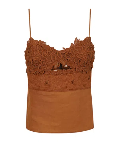 Ermanno Scervino Thin-strapped Tank Top In Brown