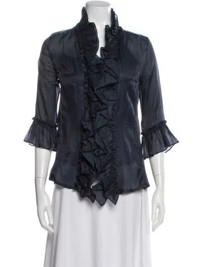 Pre-owned Ermanno Scervino Three-quarter Sleeve Blouse In Blue
