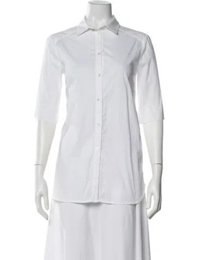 Pre-owned Ermanno Scervino Three-quarter Sleeve Button-up Top In White