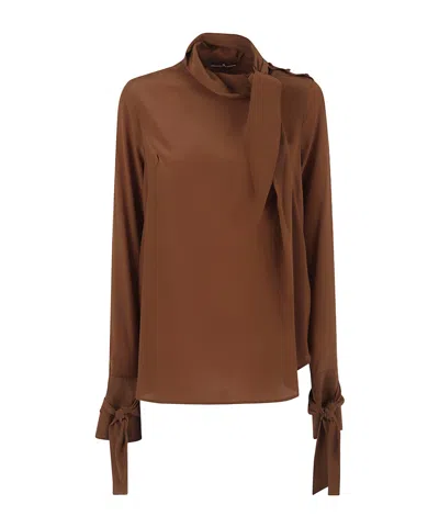 Ermanno Scervino Long Sleeve Shirt In Brown