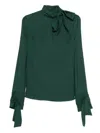 Ermanno Scervino Tie-neck Long-sleeve Blouse In Green