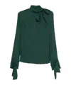 Ermanno Scervino Tie-neck Long-sleeve Blouse In Green