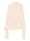 Ermanno Scervino Tie-neck Long-sleeve Blouse In Pink