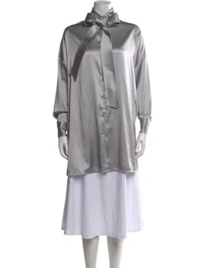Pre-owned Ermanno Scervino Tie Neck Long Sleeve Blouse In White