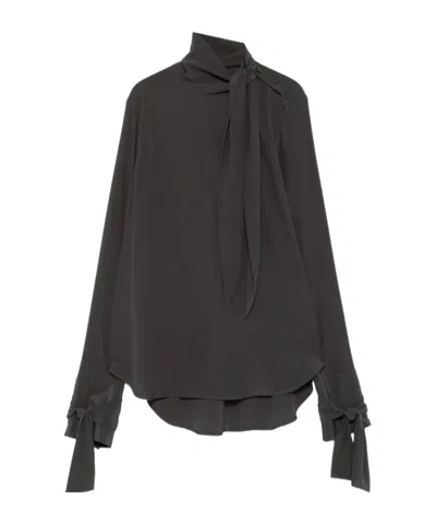Ermanno Scervino Tie-neck Silk Top In Purple