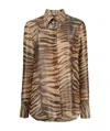 Ermanno Scervino Tiger Print Shirt In Brown