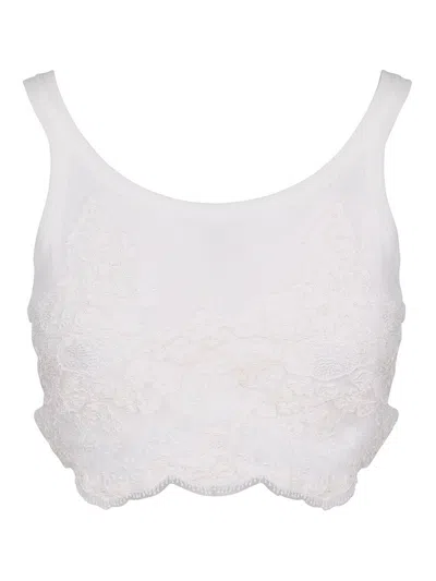 Ermanno Scervino Lace-panel Detail Top In White
