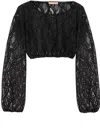 Ermanno Scervino Cropped Black Lace Top With Intricate Detailing In Black
