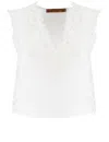 Ermanno Scervino Sleeveless Top With Exquisite Lace Detailing In Bright White/ottico