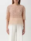 Ermanno Scervino Delicate Lace-overlay Top With Tulle Inserts And Rear Button Fastening In Pink