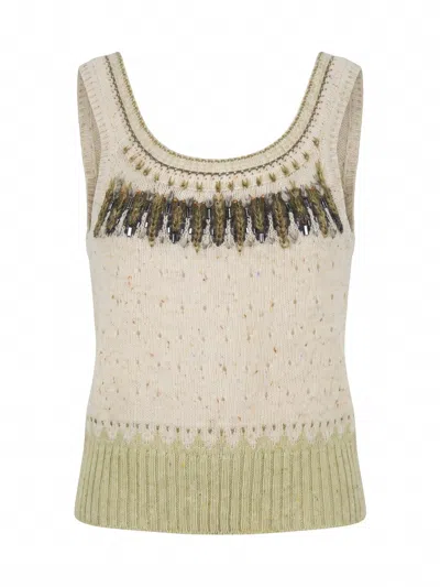Ermanno Scervino Ribbed Camisole In Green