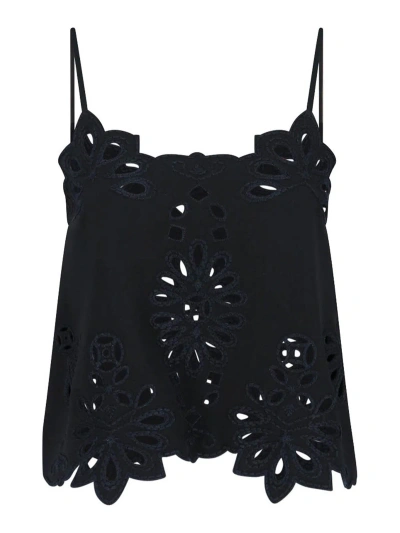 Ermanno Scervino Top In Sangallo In Black