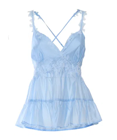 Ermanno Scervino Top With Laces In Blue